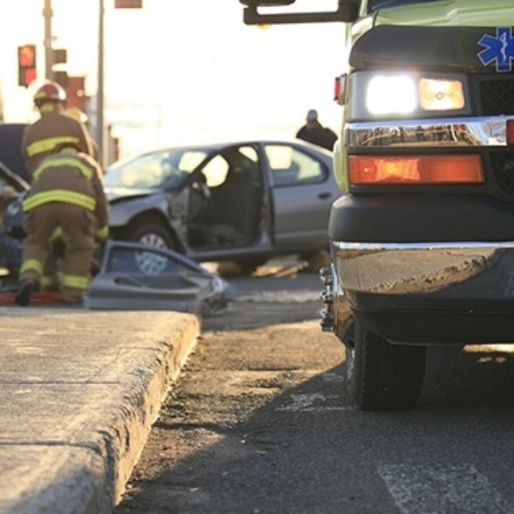 motor vehicle accident with firefighters