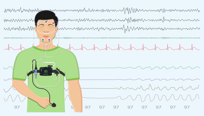 Illustration of man having a sleep test done